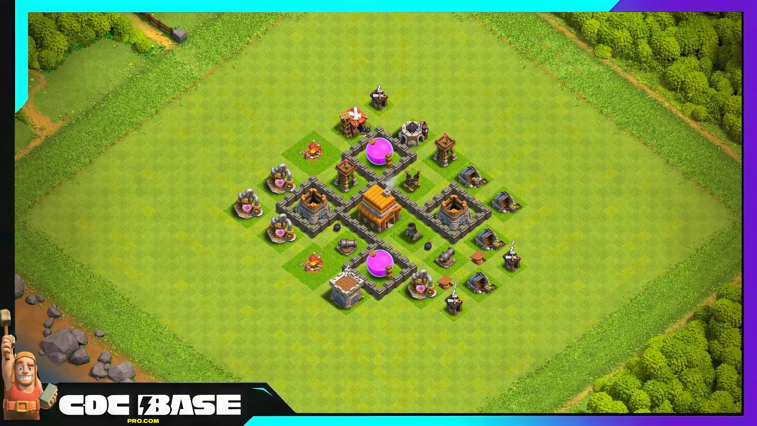 TH4 Free War Base Link 2026 Anti 3 Star Compact Layout