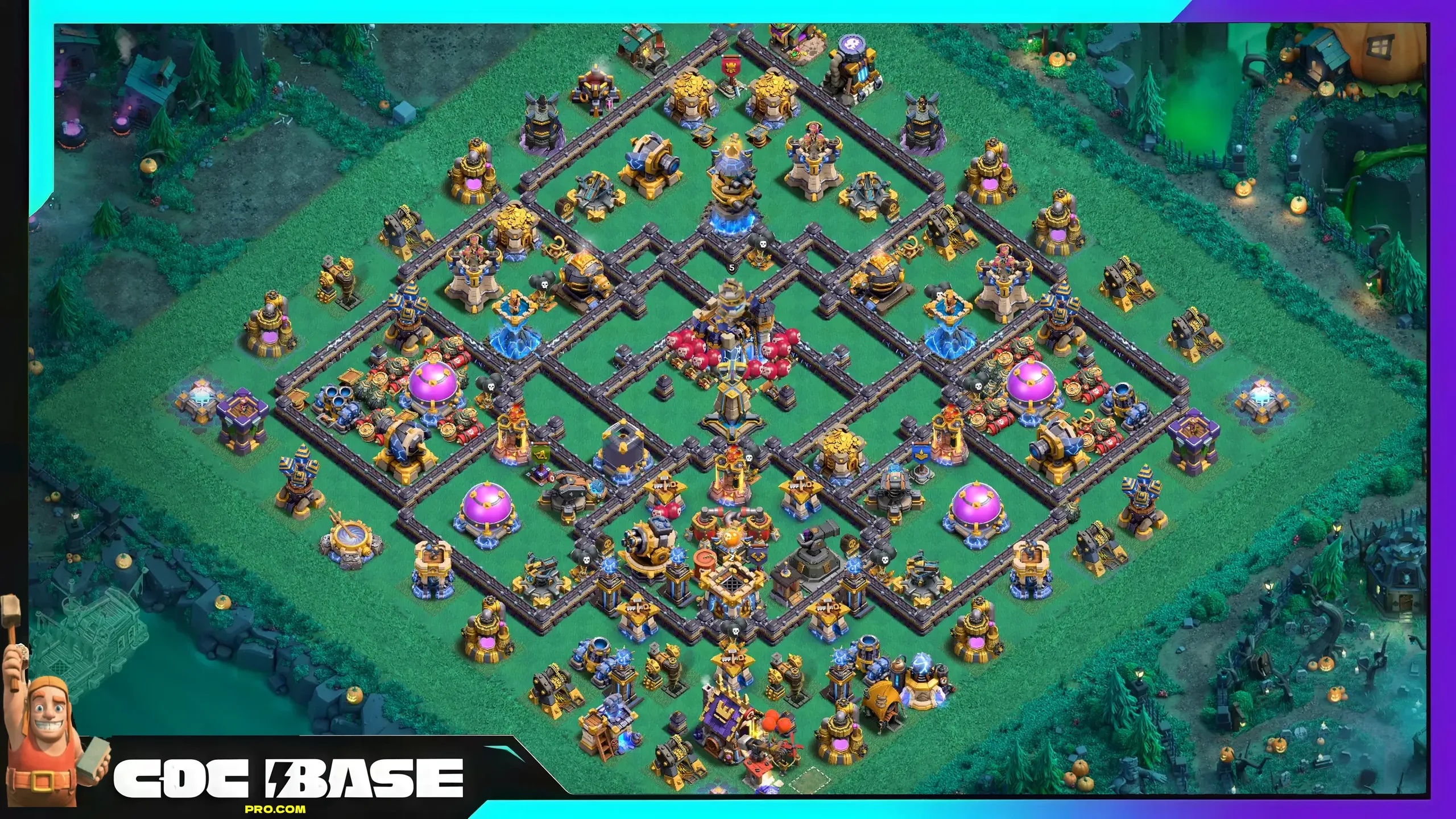 TH18 Hybrid Base Copy Link 2026 Loot and Trophy Setup #09