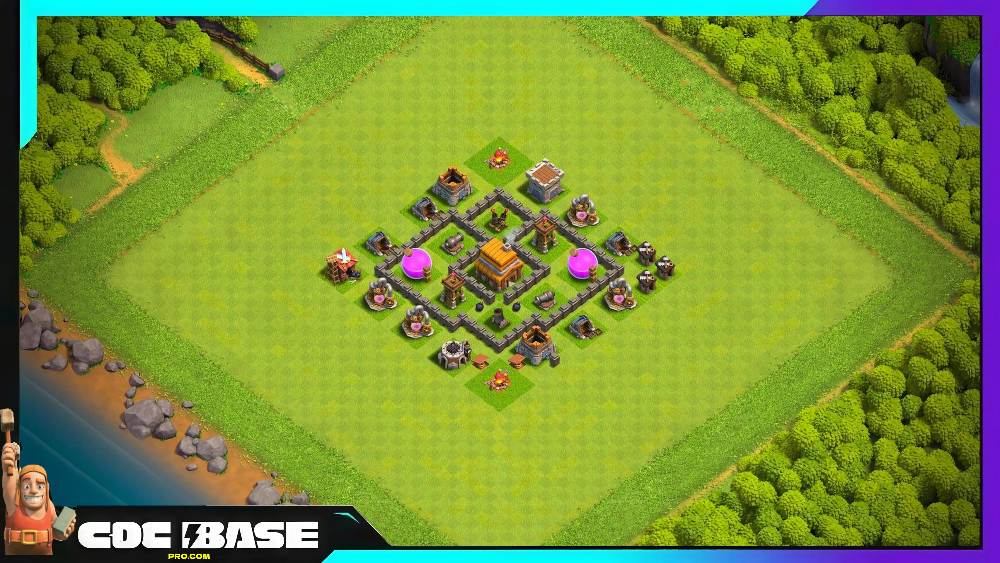 TH4 Free War Base Link 2026 Anti Air Ring Layout #08